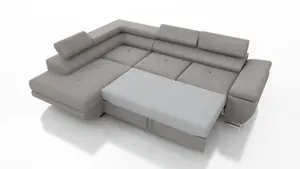 Anton Large Corner Sofa Bed in Light Grey Left Facing