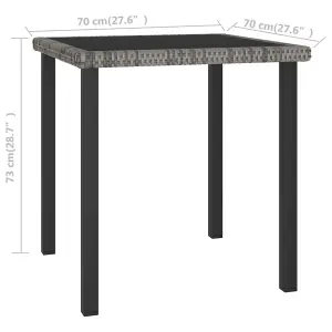 Berkfield Garden Dining Table Grey 70x70x73 cm Poly Rattan