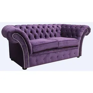 Chesterfield 2 Seater Sofa Danza Amethyst Purple Fabric In Balmoral Style