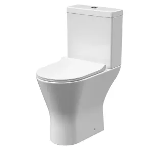 Comfort Height Rimless Toilet Pan, Cistern & Soft Close Seat - 845x380x605mm