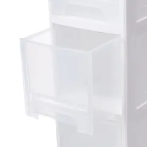 81cm H Plastic 4-Tier Slim Cabinet Storage Drawer Organizer Cart in White