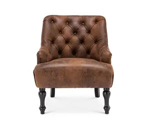 Faux Leather Suede Brown Armina Accent Chair