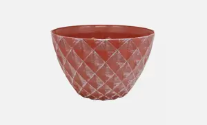 Recycled Plastic Planter Pot - 10" Diamond Terracotta/White Gloss