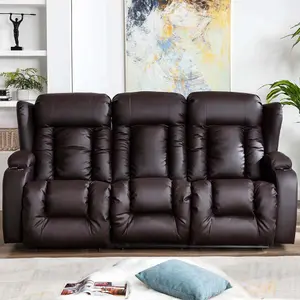 Caesar Electric High Back Luxury Bond Grade Leather Recliner 3 Seater Sofa (Brown)