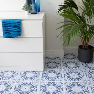 Floor Pops Ezra Blue Self Adhesive Vinyl Floor Tiles Pack of 10 (0.93sqm)