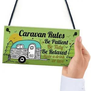 Red Ocean Caravan Rules Plaque Funny Novelty Garden Sign Birthday Gift For Caravan Campervan Motorhome Lovers