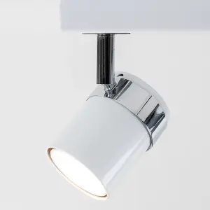 ValueLights Rosie Modern 3 Way Adjustable Heads White and Chrome Straight Bar Ceiling Spotlight Fitting