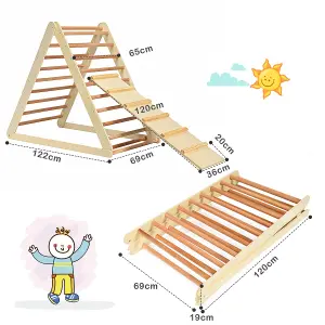 Costway Wooden Foldable Triangle Climber Step Training Ladder Pikler Toddler With Ramp