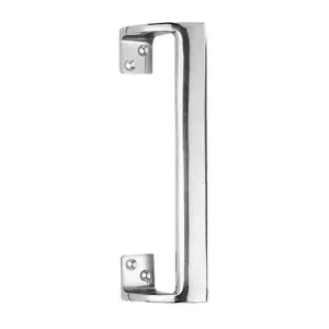 2x Cranked Oval Grip Door Pull Handle 225mm Length 46.5mm Proj Polished Chrome