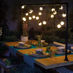 Festoon Lighting - Mains Powered Weatherproof Home or Garden 24V LED Globe String Lights with 8 Settings - 7.5m Cable