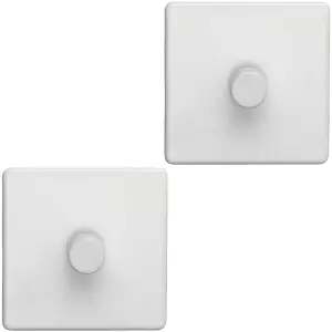 2 PACK 1 Gang Dimmer Switch 2 Way LED SCREWLESS MATT WHITE Light Dimming Wall