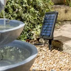 Primrose Hatfield Solar Powered 3 Tier Cascading Grey Outdoor Stone Effect Water Feature 42cm