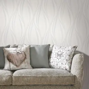 Boutique Tango White Silver glitter effect Geometric Embossed Wallpaper