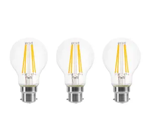 100w Equivalent LED Traditional Looking Filament Light Bulb A60 GLS B22 Bayonet 6.6w LED - Warm White - Pack of 3