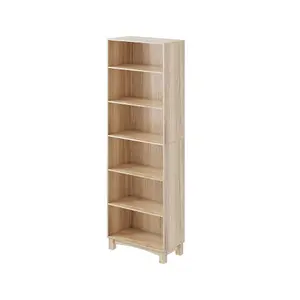 URBNLIVING 180cm Height Oak 6 Tier Wooden Bookcase Shelf Storage Display Shelving Unit