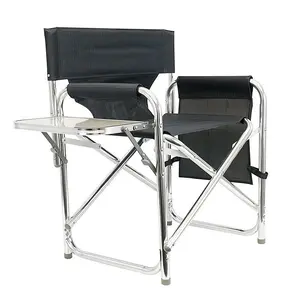 Leisurewize Outdoor Camping Picnic Travel Sports Directors Chair with Side Table - Charcoal