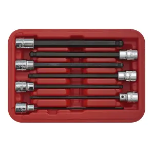 Sealey Ball-End Hex Socket Bit Set 7 Pcs 3/8" Square Drive 150mm Metric AK62257