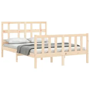 Berkfield Bed Frame with Headboard Small Double Solid Wood