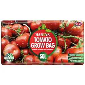 Hardys 56L Tomato Planter Grow Bag - Nutrient Enriched Peat Free Compost, Up to 8 Week Feed, Deep Fill, High Yield & Flavourful