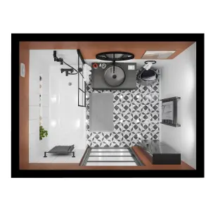 GoodHome Ahti Straight 1 panel Serigraph Frosted glass Black Bath screen, (W) 800mm (H) 1400mm