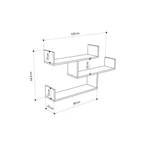 Summer-Louise 3 Piece Floating Shelf Wall Mounted Bookcase White