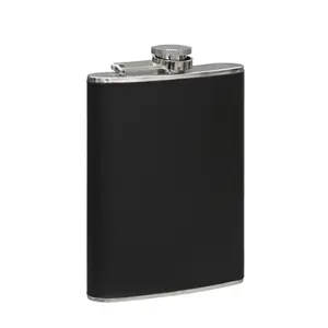 Maison by Premier Black Leather Effect Stainless Steel Hip Flask Set