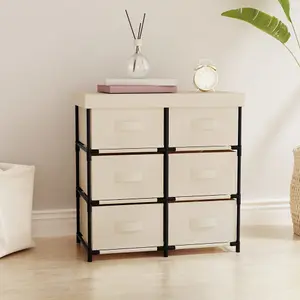 Berkfield Storage Cabinet with 6 Drawers 55x29x55 cm Cream Steel