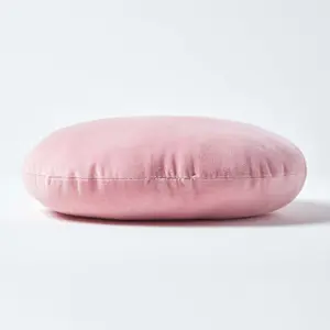 Homescapes Pink Velvet Cushion, 40 cm Round