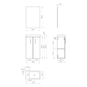 Mino 400mm Caramel Oak Wall Hung Cloakroom Vanity