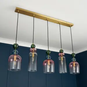 Litecraft Visconte Vietri Brass 5 Light Diner Pendant Bar