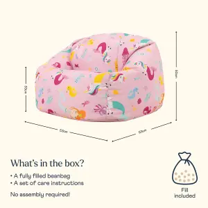 Veeva Kids Fantasy Bean Bag Chair Pink Childrens Bean Bags