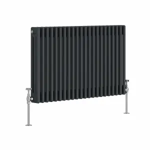 Rinse Bathrooms Traditional Cast Iron Style Triple Column Horizontal Radiator Anthracite 600 x 1012mm