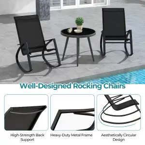 Costway 2 Pieces Patio Rocking Chairs Outdoor Sling Fabric Rockers w/ Backrest