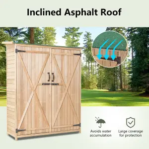 Costway Outdoor Storage Shed Garden Patio WoodenTool Cabinet W/Double Doors Lockable