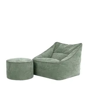 icon Natalia Chenille Armchair Bean Bag and Pouffe Set Sage Green Giant Bean Bag Chair