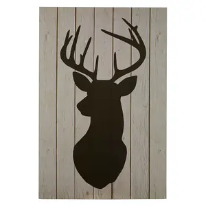 Interiors by Premier Stag Silhouette Wall Plaque, Christmas Wall Art, Abstract Artwork for Home, Office, Stag Head Wall Painting