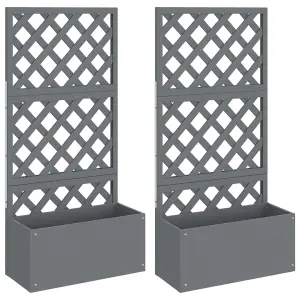 Berkfield Trellis Planters 2 pcs Grey 65x33x135 cm WPC