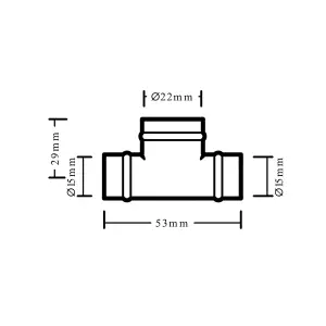 Plumbsure Copper Solder ring Reducing Tee (Dia) 22mm x 15mm x 15mm