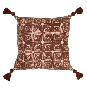 Geometric Square Throw Cushion (Set of 2) Red Clay / Polyester