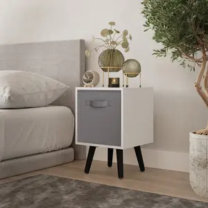 URBNLIVING 50cm Height Grey 1-Drawer Cube Shelving Unit with Scandinavian Black Legs