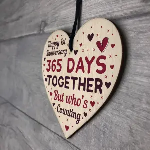 Red Ocean Handmade Wooden Heart Plaque Gift To Celebrate 1st Wedding Anniversary Husband Wife Someone Special Keepsake