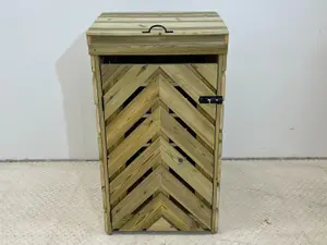 VerdiBin wheelie bin storage unit, Single, with recycling shelf