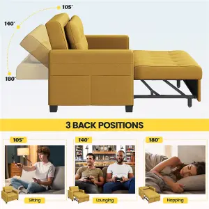 Yaheetech 3-in-1 Convertible Sleeper Sofa Bed Chair Yellow