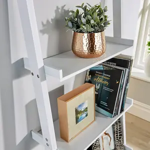 Ira 5-Tier Ladder Shelf Bookcase Unit White