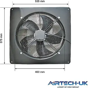 AirTech-UK Industrial Axial Commercial Extractor Fan Ventilator Exhaust Fan 450mm/ 18 inches 4 Pole Heavy Duty Powerful Low Noise