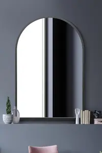 MirrorOutlet The Arcus Black Metal Framed Arched Wall Mirror 120CM X 80CM