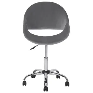 Beliani Retro Desk Chair Velvet Grey SELMA