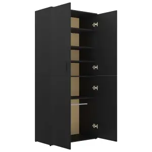 Berkfield Shoe Cabinet Black 80x39x178 cm Engineered Wood