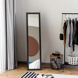 HOMCOM Full Length Mirror, Floor Standing or Wall-Mounted Long Mirror, Black