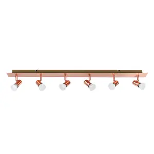 ValueLights Consul Copper Ceiling Bar Spotlight and GU10 Spotlight LED 5W Warm White 3000K Bulbs